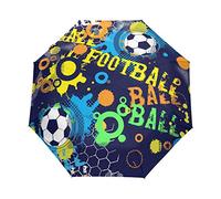 Jeansame Football Soccer Boy Abstract Game Sports Folding Compact Umbrella Automatic Rain Umbrellas for Women Men Kid Boy Girl