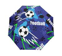 Jeansame Football Soccer Boy Abstract Game Sports Folding Compact Umbrella Automatic Rain Umbrellas for Women Men Kid Boy Girl