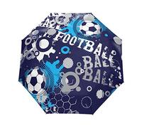 Jeansame Football Soccer Boy Abstract Game Sports Folding Compact Umbrella Automatic Rain Umbrellas for Women Men Kid Boy Girl
