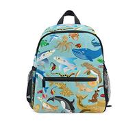 Jeansame Kids Backpack Children's Schoolbag Book Bag for Kindergarten Toddler Boys Girls Aquatic Animals Fish Shark Dolphin Ocean Sea
