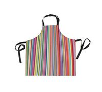 jeansame Kitchen Apron Women Men Apron Rainbow Striped Stripes Cooking Apron Chef Grill BBQ Apron with Double Pockets