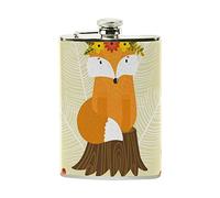 Jeansame Personalized Hip Flasks Mini Flask Stainless Steel 8oz for Women Men Fox Maple Leaves Thanksgiving Fall Autumn
