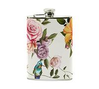 Jeansame Personalized Hip Flasks Mini Flask Stainless Steel 8oz for Women Men Vintage Floral Flowers Roses Country Garden