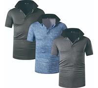 jeansian Men's 3 Packs Sport Polo T-Shirt LSL327_Black_Blue_DG_XXL