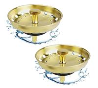 JEAPHA 2 Pcs Gold Sink Strainers Replacement for Standard 3-1/2 inch Kitchen Drain 304 Stainless Steel Basket Sink Stopper