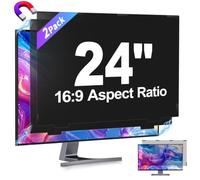 JEAPKA 2 Pack Magnetic Removable 24 inch Computer Privacy Screen Filter for 16:9 Widescreen Monitor Desktop PC, 24inch Anti Blue Light Glare Eye Protection Shield, Anti Spy Screen Protector Screen