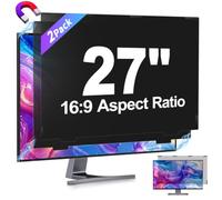 JEAPKA 2 Pack Magnetic Removable 27 inch Computer Privacy Screen Filter for 16:9 Widescreen Monitor Desktop PC, 27inch Anti Blue Light Glare Eye Protection Shield, Anti Spy Screen Protector Screen