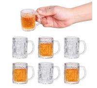 Jeapsing Mini Beer Mugs, 1.8oz Mini Beer Glasses Shot Glasses with Handle for Party (Set of 6), Tequila, Vodka, Great for Father, Husband, Birthday or Friend Party Present