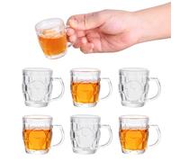 Jeapsing Mini Beer Mugs, 1.8oz Mini Beer Glasses Shot Glasses with Handle for Party (Set of 6), Tequila, Vodka, Great for Husband, Father, Birthday or Friend Party Present