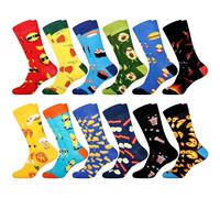 Jeasona 12 Pairs Funny Mens Socks 9-11 Multipack Cotton Colourful Calf-length Socks for Men Birthday Gift Colourful for Men Crazy