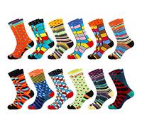 Jeasona 12 Pairs Mens Socks 9-11 Multipack Colourful Funky Dress Cotton Funny Novelty Cool Crazy 9-11 Christmas Stocking Stuffer Gifts for Men
