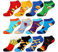 Jeasona 12 Pairs of Women's Trainer Socks 39-42 Colourful Funny Women's Trainer Socks Cotton Colourful Socks Women's 39-42 Short Funny Socks Women 39-42 Food Funny Summer, Multicoloured-1202, 39-42