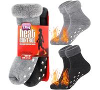 Jeasona 2 Pairs Thermal Socks for Women Non-slip Slipper Socks Extra Warm Thick Socks Winter Socks Women Christmas Stocking Stuffer for Mum Grandma
