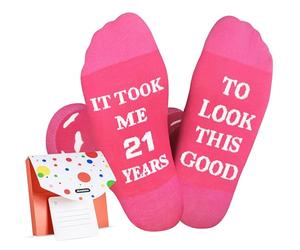 Jeasona 21st Birthday Gifts for Her Fun Socks Size 6-9 21st Birthday Keepsake Present for Daughter Granddaughter Sister Niece Girlfriend