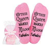 Jeasona 70th Birthday Fluffy Non-Slip Socks - Unique Gifts for Women, Mum, Sister, Friend, Nan - Happy Birthday Present for Her
