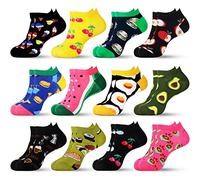 Jeasona Ankle Socks Trainer Socks Ladies Cotton Multipack Fruit Funny Odd Socks Christmas Gifts for Women Stocking Stuffer (Multicolor-9823G)