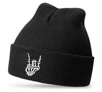 Jeasona Halloween Hat for Men Gothic Gifts for Men Skull Skeleton Beanie Goth Emo Accessories Heavy Metal Punk Stuff