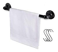 Jeasor Industrial Pipe Towel Bar, DIY Bathroom Shelf Rack Hanging Towel, Steampunk Wall Mount Bath Rustic Towel Rack Holder Rail with 3 Hooks (18 Inch)