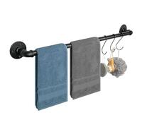 Jeasor Industrial Pipe Towel Bar, DIY Bathroom Shelf Rack Hanging Towel, Steampunk Wall Mount Bath Rustic Towel Rack Holder Rail with 3 Hooks (28 inch)