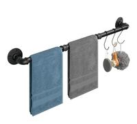 Jeasor Industrial Pipe Towel Rack Towel Bar, Heavy Duty Wall Mounted Rustic Farmhouse Bath Towel Holder for Bathroom (Black, 42 inch)