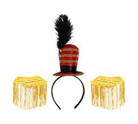JEATHA 3Pcs Marching Band Hat Toy Soldier Hat Headband with Tassel Epaulettes for Halloween Themed Party Yellow One Size