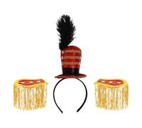 JEATHA 3Pcs Marching Band Hat Toy Soldier Hat Headband with Tassel Epaulettes for Halloween Themed Party Red D One Size