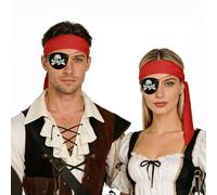 JEATHA 4 Pcs Pirate Accessories Set With Pirate Headband And Eye Patches For Halloween Cosplay Theme Party Red One Size