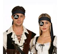 JEATHA 4 Pcs Pirate Accessories Set With Pirate Headband And Eye Patches For Halloween Cosplay Theme Party Black One Size