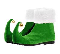 JEATHA Adult Christmas Santa Elf Shoes Jingle Bells Shoe Slippers Covers Xmas Costume Accessory Green 40