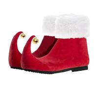 JEATHA Adult Christmas Santa Elf Shoes Jingle Bells Shoe Slippers Covers Xmas Costume Accessory Red 38