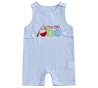 JEATHA Baby Boys Girls 1st Birthday Romper Sleeveless Round Collar One-Piece Outfit for Party Family Gatherings The Big One Pattern 6-12 Months
