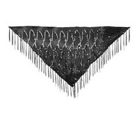 JEATHA Belly Dance Hip Scarf with Tassels Sequins, Triangle Embellished Wrap Skirt for Music Festival Black Silver One Size