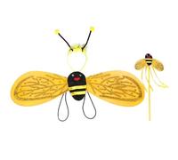 JEATHA Bumble Bee/lady Beetle Costume Set Dress Up Outfits Halloween Insect Wings With Antenna Headband Tutu Yellow 3 Pcs Set One Size