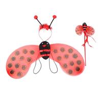 JEATHA Bumble Bee/lady Beetle Costume Set Dress Up Outfits Halloween Insect Wings With Antenna Headband Tutu Red 3 Pcs Set One Size