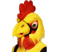 JEATHA Chicken Scream Rooster Mask - Poultry Full Head Latex Animal Mask Funny Turkey Cosplay Props Yellow Rooster One Size