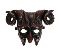 JEATHA Devil Goat Horned Mask 3D Halloween Mask for Rave Red One Size