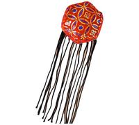 JEATHA Ethnic Sequins Hat Xinjiang Uygur Hexagonal Beanie Hats Skull Cap For Chinese Festival Themed Party Red Type C One Size