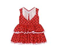 JEATHA Flamenco Dance Costume for Baby Girls Polka Dot Loose Hem Cake Smash Summer Sundress Red 6-9 Months