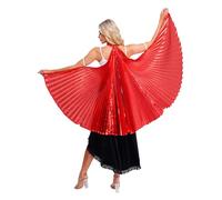 JEATHA Glittery Belly Dance Wings For Kids & Adult, Belly Dancing Costume Wing Worship Dance Pleated Cape Red One Size