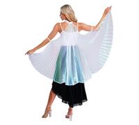 JEATHA Glittery Belly Dance Wings For Kids & Adult, Belly Dancing Costume Wing Worship Dance Pleated Cape White One Size