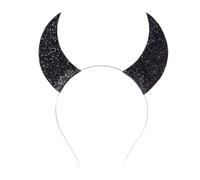 JEATHA Gothic Devil Horns Headband Shining Bull Horns Headbands For Halloween Party Black One Size