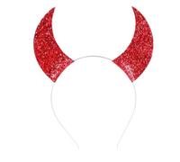 JEATHA Gothic Devil Horns Headband Shining Bull Horns Headbands For Halloween Party Red One Size