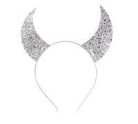 JEATHA Gothic Devil Horns Headband Shining Bull Horns Headbands For Halloween Party Silver One Size