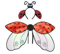 JEATHA Halloween Insect Wing And Antenna Headband Set Lady-beetle/bumble Bee Costume Wings For Stage Show 2Pcs Red A One Size