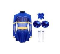 JEATHA Kids Girls Cheerleading Outfits Halloween Fancy Dress Cheer Leader Cosplay Costume Dance Party Wear Royal Blue A 5-6 Years