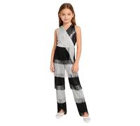 JEATHA Kids Girls Disco Performance Latin Jazz Dance Bodysuits Retro Ballroom Overall Flapper Costume White 5-6 Years