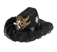 JEATHA Lace Ruffle Colonial Tricorn Hat Distressed Flanging Pirate Costume Hats For Men Women Theme Party Type C Black One Size