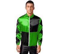 JEATHA Mens Contrast Checkerboard Horse Trainer Outerwear Halloween Horse Rider Jacket Cosplay Costume Green&Black 3XL