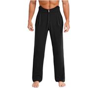 JEATHA Men's Latin Dance Pants Ballroom Salsa Jazz Rumba Tango Competition Trousers Practice Dancewear Black XL