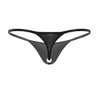 JEATHA Men's See Through Mesh Pearl Massage Sexy Mini G-String Thong Underwear T-Back Black Large